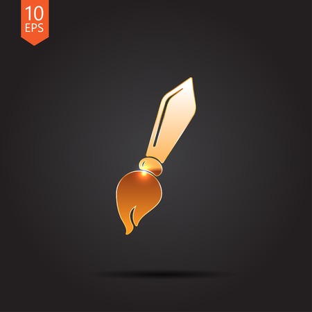 Vector gold brush icon  isolated on dark background. Eps10のイラスト素材