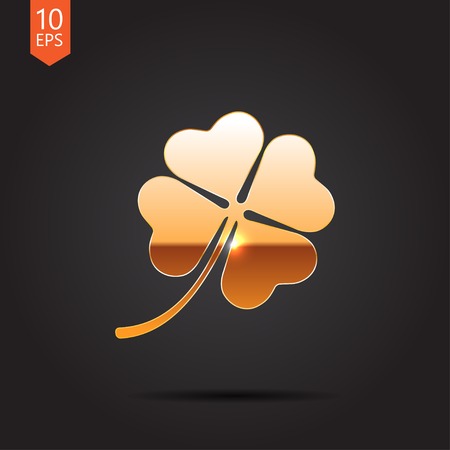Vector gold clover icon  isolated on dark background. Eps10のイラスト素材