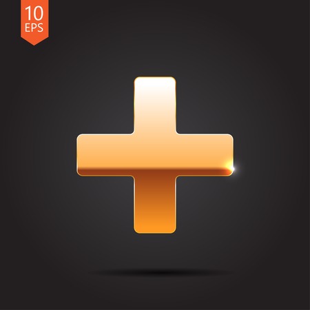 Vector gold cross icon isolated on dark background. Eps10のイラスト素材