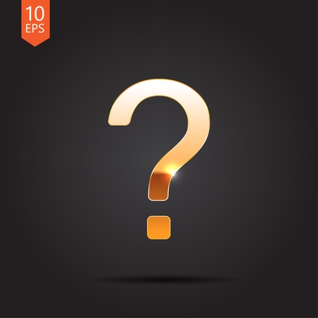 Vector gold flat question mark icon isolated on dark. Eps10のイラスト素材