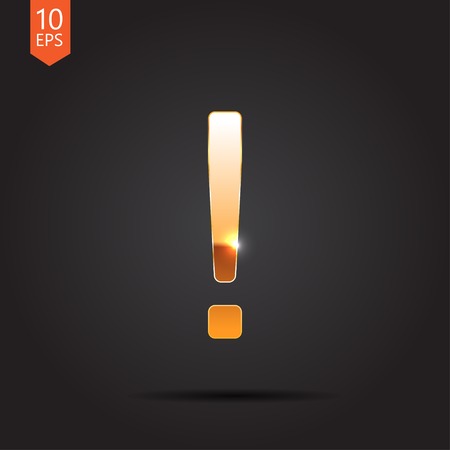 Vector gold flat exclamation mark icon  isolated on dark. Eps10のイラスト素材