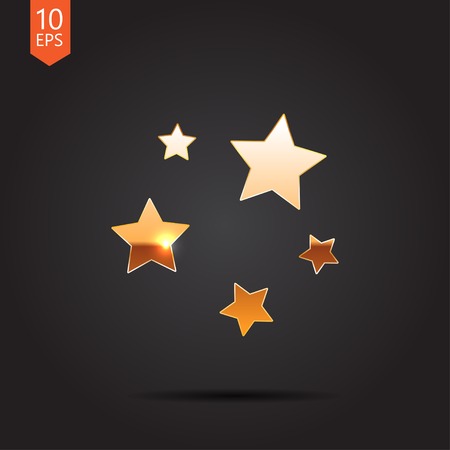 Vector gold flat stars icon isolated on dark. Eps10のイラスト素材