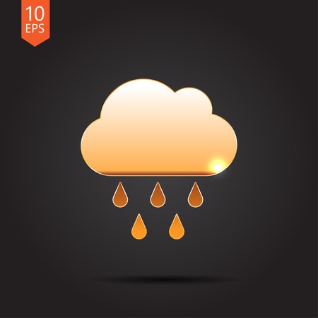 Vector flat gold cloud rain icon  isolated on dark. Eps10のイラスト素材