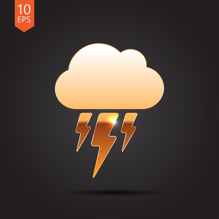 Vector gold cloud flash icon  isolated on dark. Eps10のイラスト素材