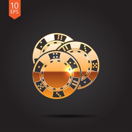 Vector gold isolate chips icon  isolated on dark background. Eps10のイラスト素材