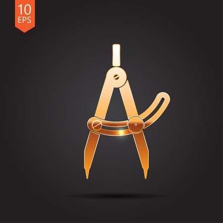 Vector gold compasses icon isolated on dark background. Eps10のイラスト素材