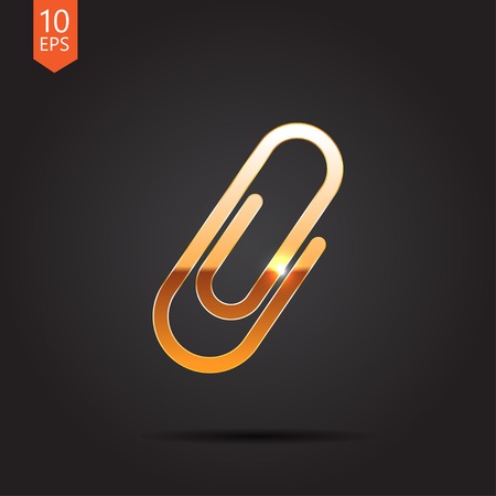 Vector gold clip icon isolated on dark background. Eps10のイラスト素材