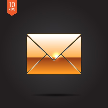 Vector gold mail icon isolated on dark background. Eps10のイラスト素材
