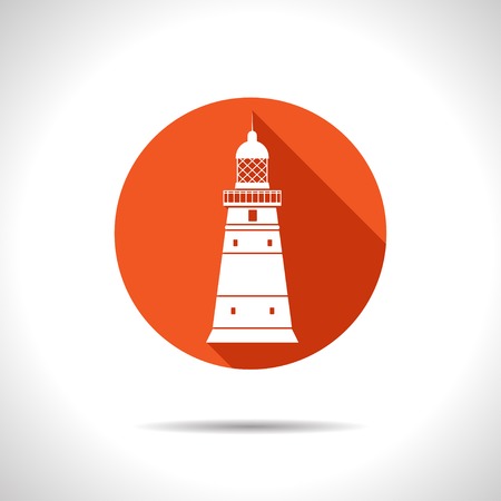 Vector flat lighthouse icon with long shadow. Eps10のイラスト素材