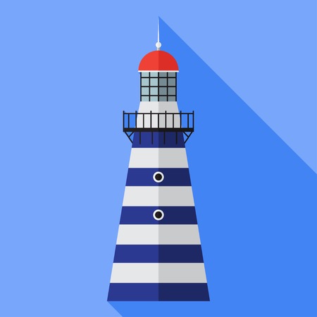 Vector flat lighthouse icon with long shadow. Eps10のイラスト素材