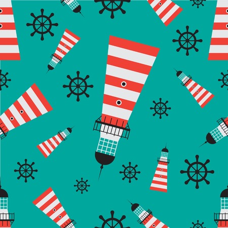 Vector  color lighthouse seamless background pattern. Eps10のイラスト素材