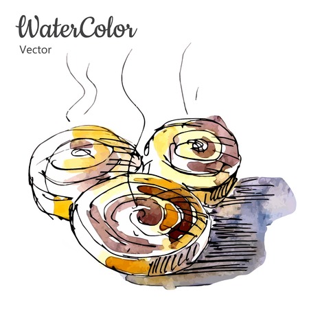 Vector hand painting abstract watercolor dessert illustration.のイラスト素材