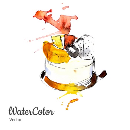 Vector hand painting abstract watercolor dessert illustration.のイラスト素材