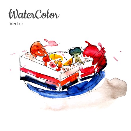 Vector hand painting abstract watercolor dessert illustration.のイラスト素材