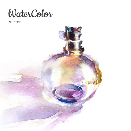 Vector hand painting watercolor illustration of perfume bottle.のイラスト素材