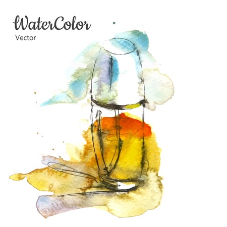 Vector hand painting watercolor illustration of perfume bottle.のイラスト素材