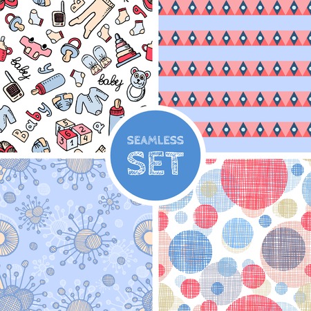 Vector set of four seamless backgroundのイラスト素材