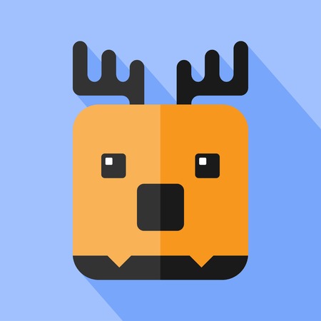 Vector flat animal. Square deer icon. Flat zoo. Eps10のイラスト素材