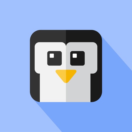 Vector flat animal. Square penguin icon. Flat zoo. Eps10のイラスト素材