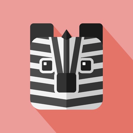 Vector flat animal. Square zebra icon. Flat zoo. Eps10のイラスト素材