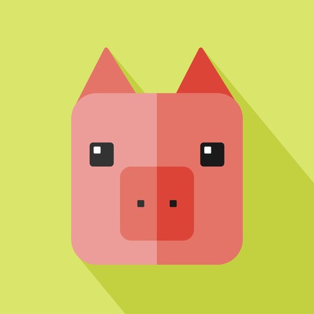 Vector flat animal. Square pig icon. Flat zoo. Eps10のイラスト素材