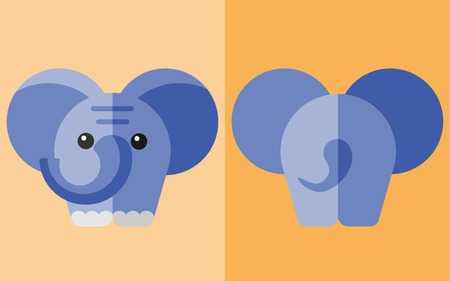 Vector flat animal. Elephand icon with back. Flat zoo. Eps10のイラスト素材
