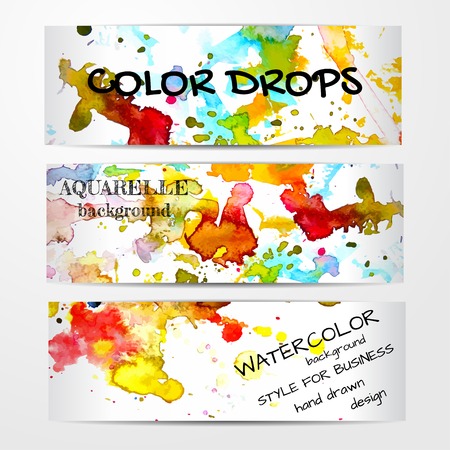 Vector abstract watercolor background. Set of three banners. Hand drawn watercolor backdrop. Eps10のイラスト素材