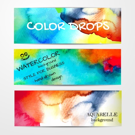 Vector abstract watercolor background. Set of three banners. Hand drawn watercolor backdrop. Eps10のイラスト素材