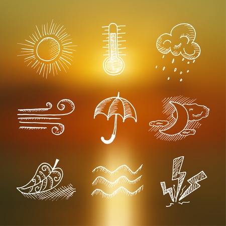 Vector retro hand draw weather icon set. Eps10のイラスト素材