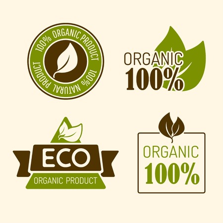 Vector set of icons for organic food and natural products. Eps10のイラスト素材