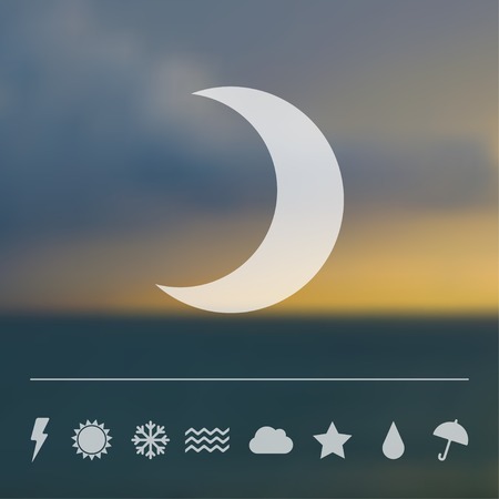 Vector flat weather icon set on blur. Sun star moon cloud snow fog rain. Eps10のイラスト素材