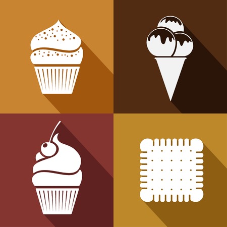 Vector flat color dessert icons set. Eps10のイラスト素材