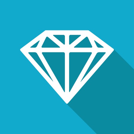 Vector flat diamond icon isolated on blue background.のイラスト素材