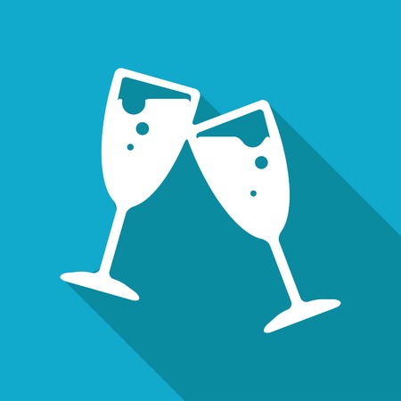 Vector flat stemware icon isolated on blue background.のイラスト素材