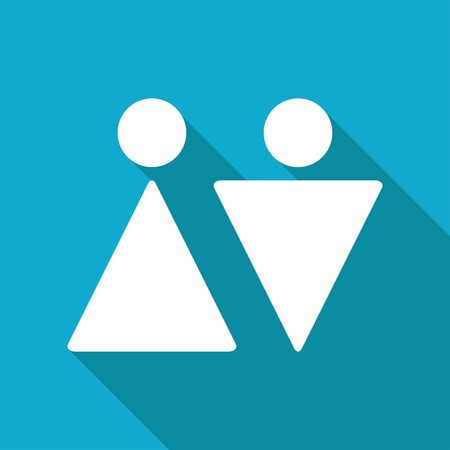 Vector flat man and woman icon isolated on blue background.のイラスト素材