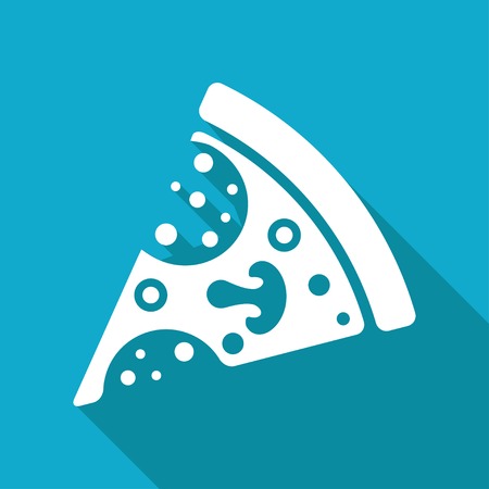 Vector flat pizza icon isolated on blue background. のイラスト素材