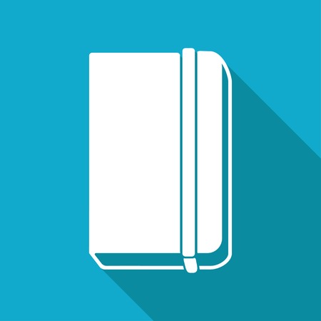 Vector flat book icon isolated on blue background.のイラスト素材