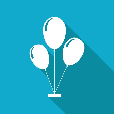 Vector flat balloons icon isolated on blue background.のイラスト素材