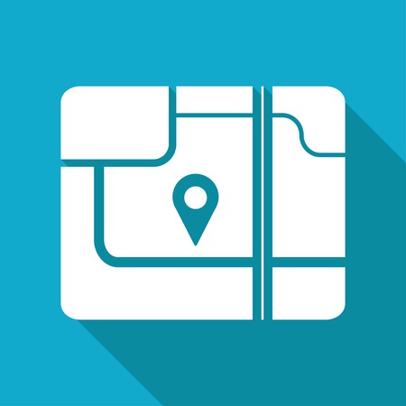 Vector flat map flat icon isolated on blue background.のイラスト素材
