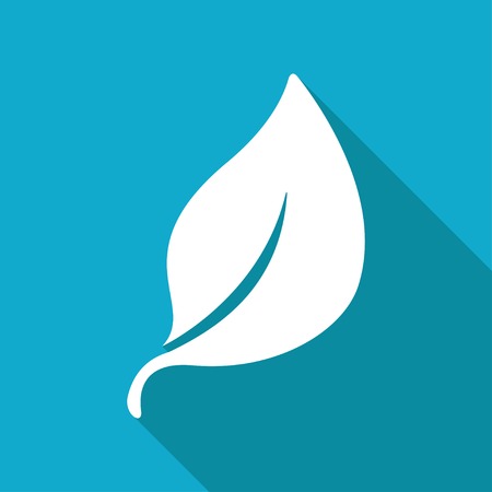 Vector flat leaf icon isolated on blue background.のイラスト素材