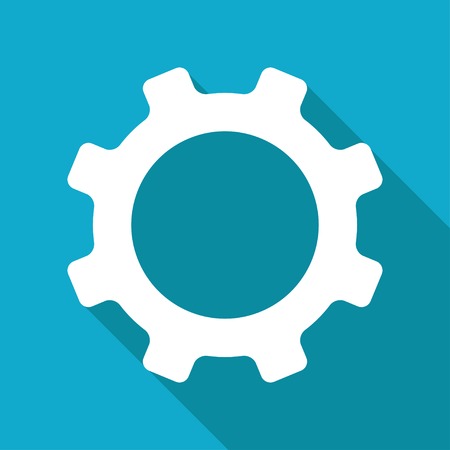 Vector flat cogwheel icon isolated on blue background.のイラスト素材