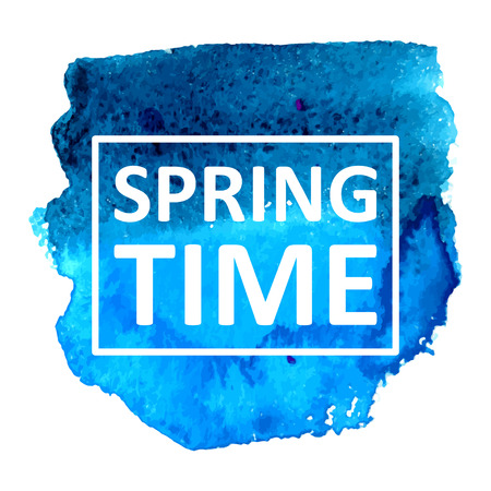 Vector hand draw watercolor spot background with text in frame for banners, advertising, cards, brochure, posters のイラスト素材