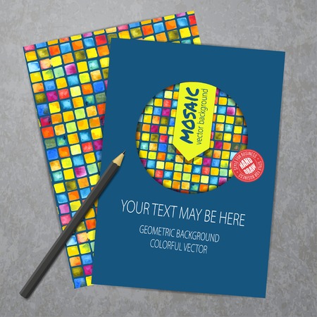 Vector corporate identity template with watercolor mosaic elements. Eps10のイラスト素材