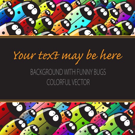 Vector many beetles  with text. Eps10のイラスト素材