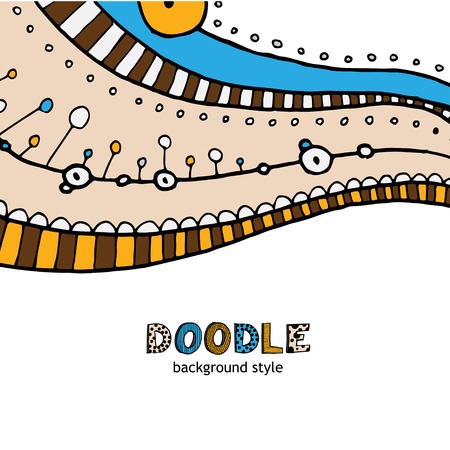 Vector hand drawing doddle ethnic pattern. Background with geometric elements.  のイラスト素材