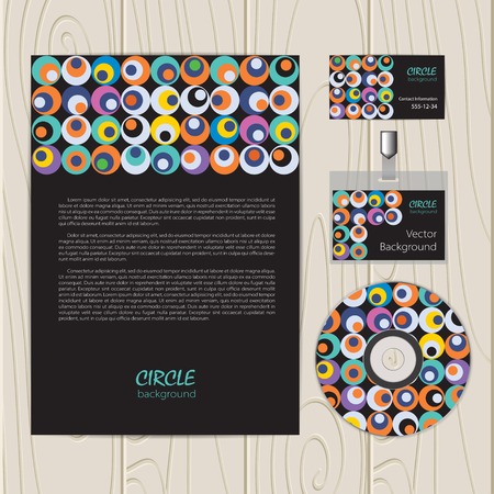 Vector retro color circle  corporate identity template. Business card, disc, document, badge.のイラスト素材