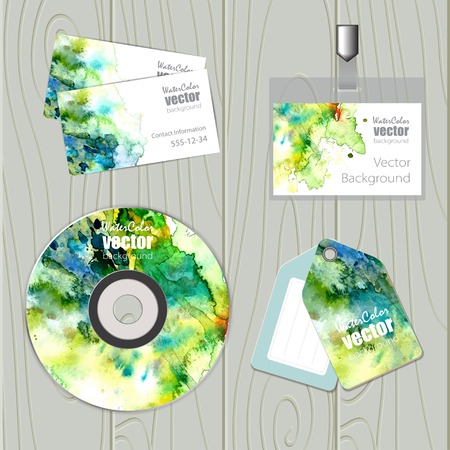 Vector corporate identity template with watercolor elements.のイラスト素材