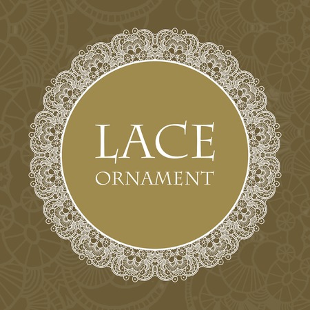 Vector retro lace ornament on color background.のイラスト素材
