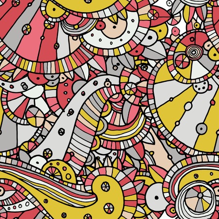 Vector seamless hand drawing doddle ethnic pattern. Background with geometric elements. のイラスト素材