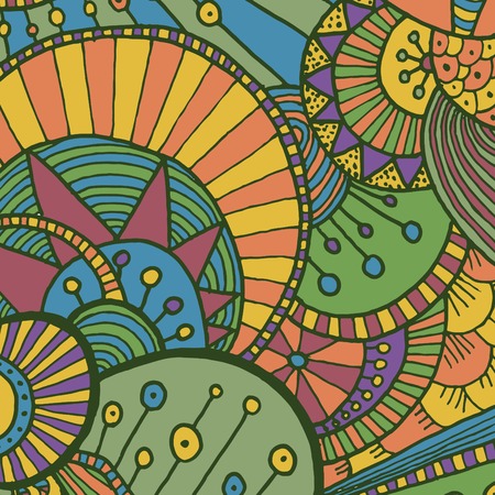 Vector hand drawing doddle ethnic pattern. Background with geometric elements. のイラスト素材